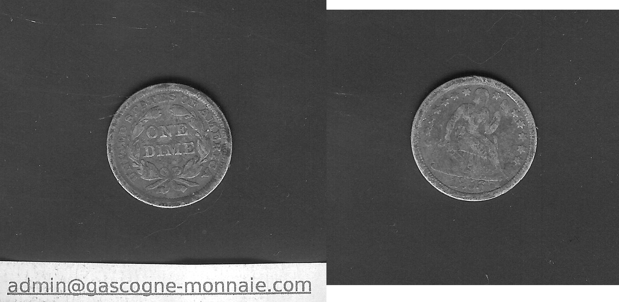 USA 10 cents dime 1856 aVF